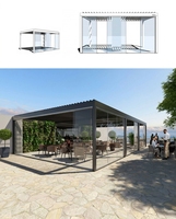 Su Geçirmez Alüminyum Panjurlu Pergola Kamelya, Entegre Kapılar ve Pencerelerle Ticari Dış Mekan Tentesi, Ayarlanabilir Panjurlu Çatı