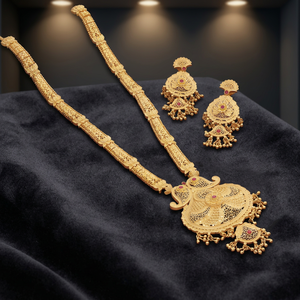 Ensemble de colliers longs en laiton plaqué or 14K 18K 24K, bijoux de mode, design floral, bijoux traditionnels, Oro Joyeria - Product Image 5