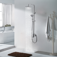 Système de douche thermostatique en laiton chromé avec pommeau de douche pluie, douchette à main, barre coulissante, mitigeur à poignée unique et cartouche céramique, ensemble de salle de bain