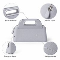 Trousse de Maquillage Portable, Organisateur de Cosmétiques, Sac à Main Structuré avec Fermeture Éclair, Poignée Découpée, Surface Texturée, Trousse de Toilette de Voyage, Vente en Gros