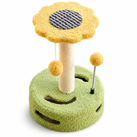 Griffoir pour chat en sisal, design floral et mignon, avec plateau tournant interactif et structure d'escalade, emballage carton, pour chats d'intérieur