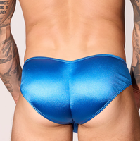 Logo personnalisé Supremy Sexy Bleu Léger Satin Slip de bikini pour hommes Slip Sexy Mature Sous-vêtements