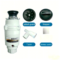 Broyeur de déchets alimentaires électrique continu Bone-Hammer pour usage domestique, 1/3 CV, haute vitesse, en acier inoxydable, compact, capacité de 1000 ml, garantie de 2 ans