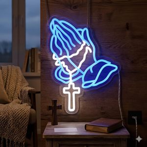 Letreros de Manos en Oración, Luces LED de Neón Atenuables, Alimentadas por USB, Luz Ambiental, Decoración para Escaparates, Luz Indicadora de Calle, Personalizables - Product Image 5