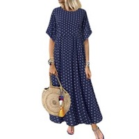 Robe longue élégante de bureau pour femmes grande taille à pois, taille empire, volants, ODM