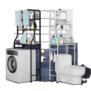 Étagère multifonctionnelle pour toilettes en acier inoxydable, armoire de rangement multi-niveaux sur pied pour machine à laver - Product Image 3
