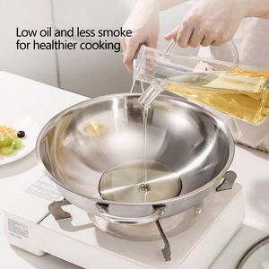 5 lớp không tráng thực phẩm lành mạnh lớp đôi xử lý Fry chảo Chảo Tương thích tất cả các cooktops không dính 316 Chảo thép không gỉ PAN - Product Image 3