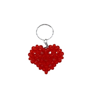 Factory Wholesale 6mm Acrylic Beads Handmade Car Keyring Cion <b>Purse</b> Holder Promotion Gift Women <b>Cute</b> Tiny Heart Charm Keychain - Product Image 6