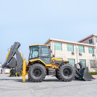 Pengiriman Gratis CE EURO 5 EPA Retroexcavadora Small Spider Backhoe Loader Diesel Backhoe Excavator Loader 4x4 Backhoe dengan Kabin