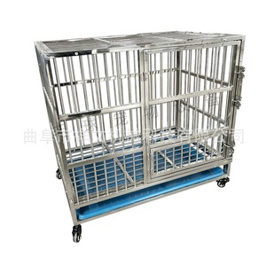 กรงสุนัขสแตนเลสทรงสี่เหลี่ยมพร้อมถาดแบบดึงออกได้สำหรับใช้ภายในอาคาร - Product Image 5