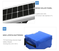 Lampes solaires d'extérieur 120W avec caméra CCTV, lampadaire solaire tout-en-un intégré, lampes solaires d'extérieur étanches IP66