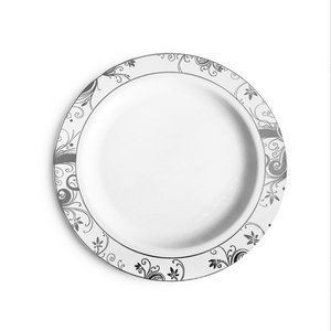 Plato desechable de 7,5/10,25 pulgadas respetuoso con el medio ambiente dorado/plateado, plato de cena de plástico duro PS de grado alimenticio para fiestas de uso doméstico - Product Image 5