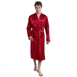 <span class=keywords><strong>Peignoir</strong></span> léger pour <span class=keywords><strong>homme</strong></span> en satin uni, respirant, à séchage rapide, coupe ample, <span class=keywords><strong>grande</strong></span> <span class=keywords><strong>taille</strong></span>, manches longues, printemps et automne - Product Image 3