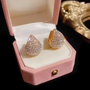 流行精致时尚超级闪光全钻石耳环奢华设计锆石水滴耳扣