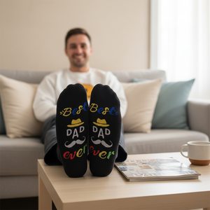 Meilleures chaussettes personnalisées pour la fête des pères aux États-Unis - Chaussettes en coton écologiques pour la fête des pères, cadeau pour <span class=keywords><strong>papa</strong></span>, chaussettes avec inscription « Meilleur <span class=keywords><strong>papa</strong></span> de tous les temps » - Product Image 1