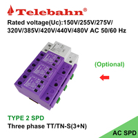 Dispositif de protection contre les surtensions 275V/255V 200kA 3P+N AC SPD pour systèmes triphasés TT/TN-S
