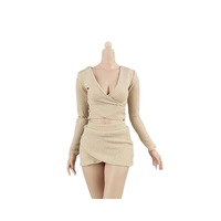 Ensemble sexy 12 pouces pour poupée 1/6 : Haut court croisé à col en V et jupe courte, vêtements de soldat faits main, série fantaisie articulée pour jouets