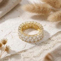 Bague Éternité Moissanite Taille Cœur en Argent Sterling 925 Plaqué Or VVS, Bijou Fin pour Femme, Idéale pour Mariage