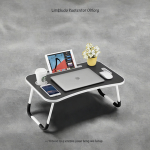 Mesa de escritorio plegable para ordenador portátil de metal multifunción moderna para leer y trabajar para cama, sofá y suelo en negro - Product Image 3