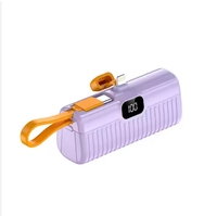 Mini 2-en-1 5000mAh étanche Capsule Power Bank avec affichage LED câble d'urgence chargeur Portable support de téléphone
