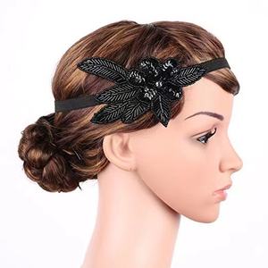 Vintage1920s accesorios <span class=keywords><strong>para</strong></span> el cabello con cuentas <span class=keywords><strong>para</strong></span> vestido de novia Gatsby flores bandas <span class=keywords><strong>para</strong></span> el cabello <span class=keywords><strong>para</strong></span> mujer original hecho a mano - Product Image 1