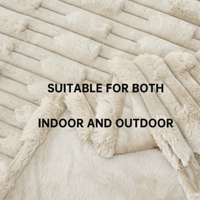 Couverture froncée de luxe en fausse fourrure beige, couverture en fourrure de lapin floue, douce, peluche, confortable, élégante avec couverture en vison réversible