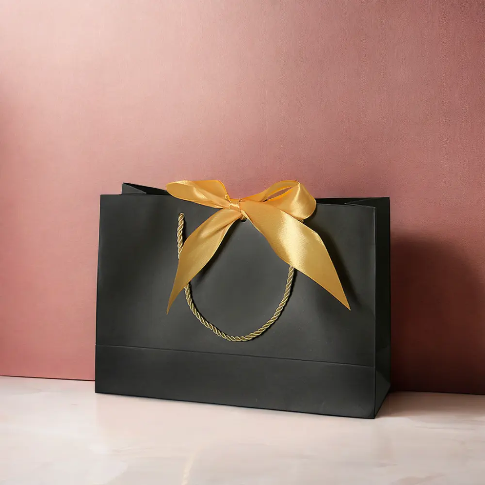 Magnifique emballage cadeau en papier kraft rose de luxe sac à provisions biodégradable pour bijoux et vêtements