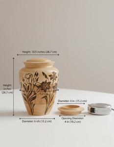 Buy <b>Keepsake</b> Cremation Urn with Round Shaped Polished Surface Antique Style Wooden Crafted Human <b>Ash</b> Cremation Urn - Product Image 3