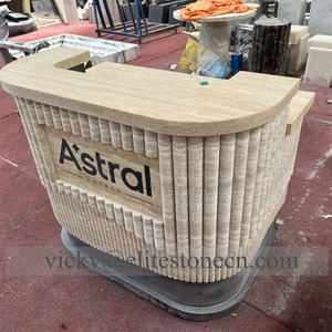 Bancone Reception in Marmo per Negozio di Abbigliamento Femminile di Lusso, Cassa di Lusso, Piccolo Bancone Bar, Scrivania Frontale in Pietra Naturale - Product Image 6