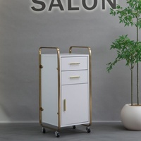 Chariot de rangement en acier inoxydable transfrontalier avec tiroirs, armoire de rangement, étagère au design moderne pour outils de coiffure, usage domestique et professionnel