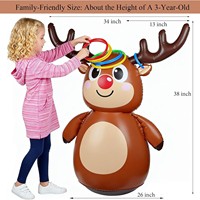 Jouet gonflable personnalisé de Noël : lancer d'anneaux renne en PVC, jouet gonflable renne à bascule, poupée gonflable à frapper