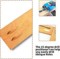 Kit Jig Lubang Saku 14-Piece dari Paduan Aluminium Kelas Industri, 15 Derajat untuk Pekerjaan Kayu, Lubang Miring 6/8/10mm, Adaptor Klip Penggerak OEM