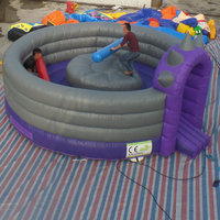 Château gonflable de duel de gladiateurs pour adultes de 16 x 16 pieds et aire de jeux souple, arène de joute de gladiateurs gonflable
