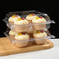 4-delige wegwerp clamshell bakkerijdoos, stapelbaar, voor brood, gebak & taarten