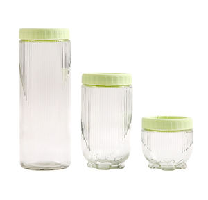 Bocal de stockage empilable en verre <span class=keywords><strong>Pandora</strong></span> 3PCS Set Sealed Canister Kitchen Airtight Tanks For Peaberry Grains Fruits Céréales Noix Épice - Product Image 1