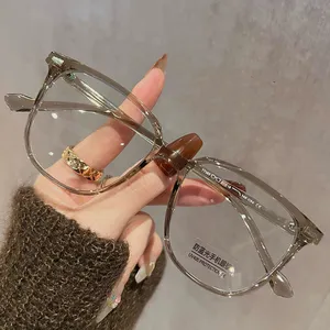 Grey glasses INS style Blue Block square frame popular fashion frame optical eye protection glasses