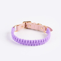 Collier de chien en corde personnalisé fait à la main en cuir de luxe recyclé personnalisé avec collier en coton doux pour animaux de compagnie accessoires réglables