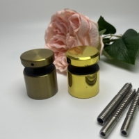 Kit de fixation pour balustrade en verre d'arboretoire : Support en verre doré antique, base cylindrique solide, bord à capuchon plat avec vis argentées