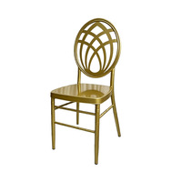 Chaise d'hôtel en métal plaqué or, pieds de 28 mm, siège en acrylique, dossier rond moderne, pour événements et mariages