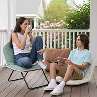 Fauteuil pivotant de sol moderne multifonctionnel en cuir PU imperméable, léger, portable, pliable et confortable pour la vie quotidienne