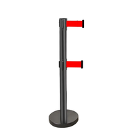 Barrière de contrôle de foule robuste en acier inoxydable sur mesure, poteau de guidage rétractable à double sangle, IP67, directement de l'usine