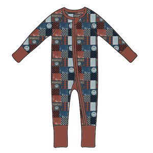 Niedliche Baby Mädchen Sommer Bambus Pyjamas Denim Animal Print Reiß verschluss Stram pler Versand bereit in Größen 0-6 Monate 18 Monate 2T - Product Image 1