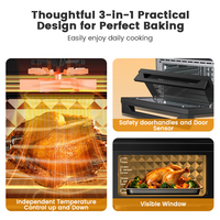 Horno Multifunción para Asar Pollo Entero, Horno Freidora de Aire con 18 Ajustes Preestablecidos, Horno Grill Familiar para Cocinar Kebab y Barbacoa