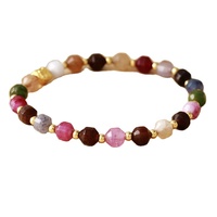 Bracelet de couple élastique perlé de créateur japonais-coréen fait à la main/poignet nouveau cadeau de boule classique géométrique de couleur pierre naturelle