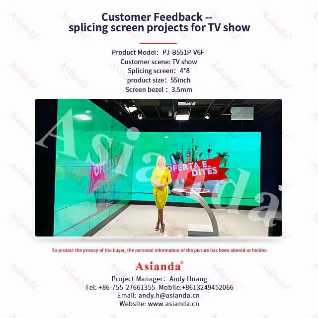 Asianda 3x3 4K 55 इंच इनडोर विज्ञापन खेल उपकरण रात का खाना संकीर्ण Bezel 0.88 1.8 3.5mm 55 इंच एलसीडी वीडियो दीवार पैनल