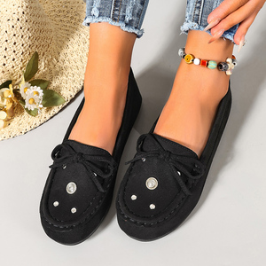 Mocassins en daim pour femmes, à bout fermé, à enfiler, avec nœud et concho, chaussures plates de conduite, commande en gros, fournisseur en gros - Product Image 2