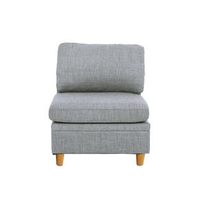 DB Home Office Furniture Silla sin brazos de tela Dorris gris claro con patas de madera y cojín de cuero con mechones 1 pieza - Product Image 3