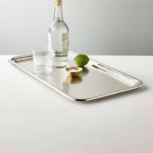 Plateau de service de fruits en aluminium rectangle dernier design pour décor d'hôtels et de restaurants 2025 nouveau design laiton nickelé - Product Image 3