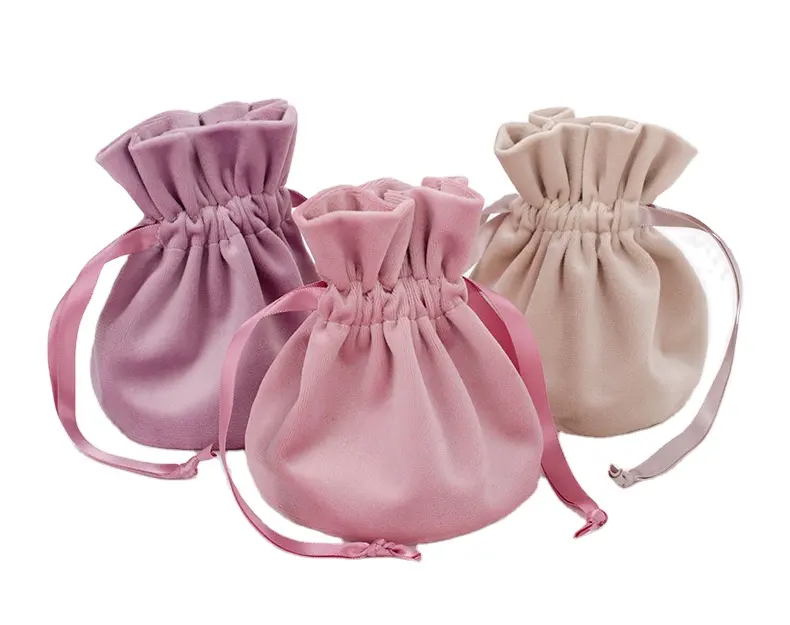 Personalised wedding evening favour velvet bags small foldable cosmetic jewelry gift drawstring pouch