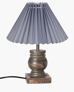 Gray <b>Table</b> Lamp <b>Rustic</b> Wood Base <b>Bedside</b> Torchiere Lamp Shade Decorative Home Light - Product Image 3